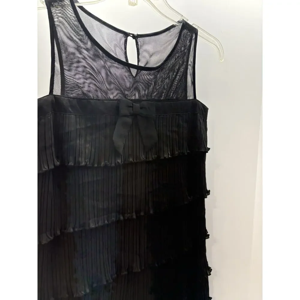 The Children’s Place Girls Size 10 Black Tiered Pleated Dress Mesh W/ Bow